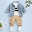 Luburd Boys 3-Piece Denim Jacket Cargo Pants Outfit Set