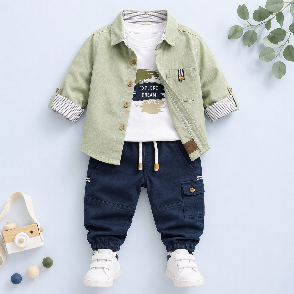 Luburd Boys 3-Piece Shirt & Cargo Jogger Outfit Set Main image