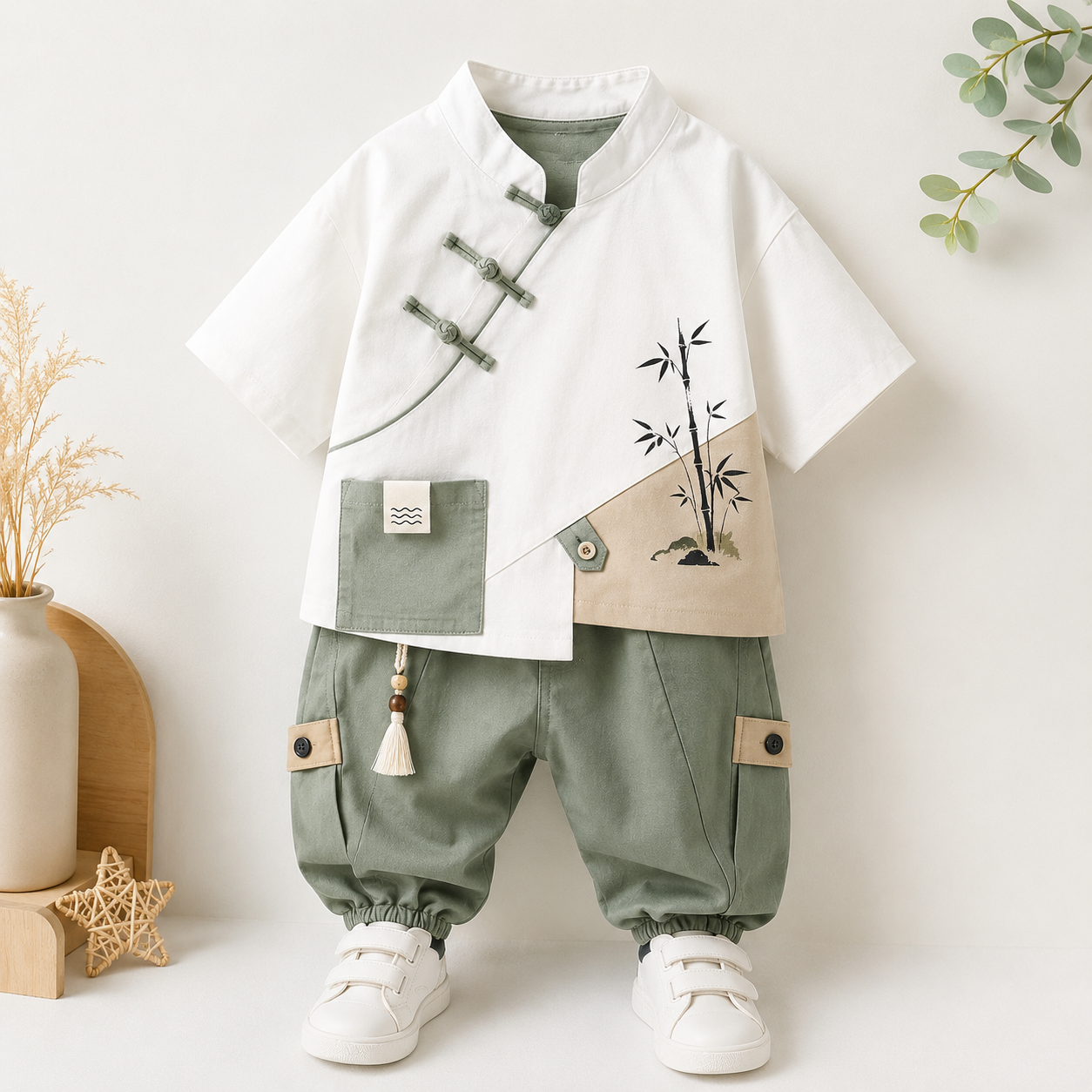 Luburd Boys 2-Piece Mandarin Collar Ethnic Outfit Set