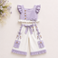 Luburd Girls 2-Piece Ruffle Top & Wide Leg Cargo Pants Set