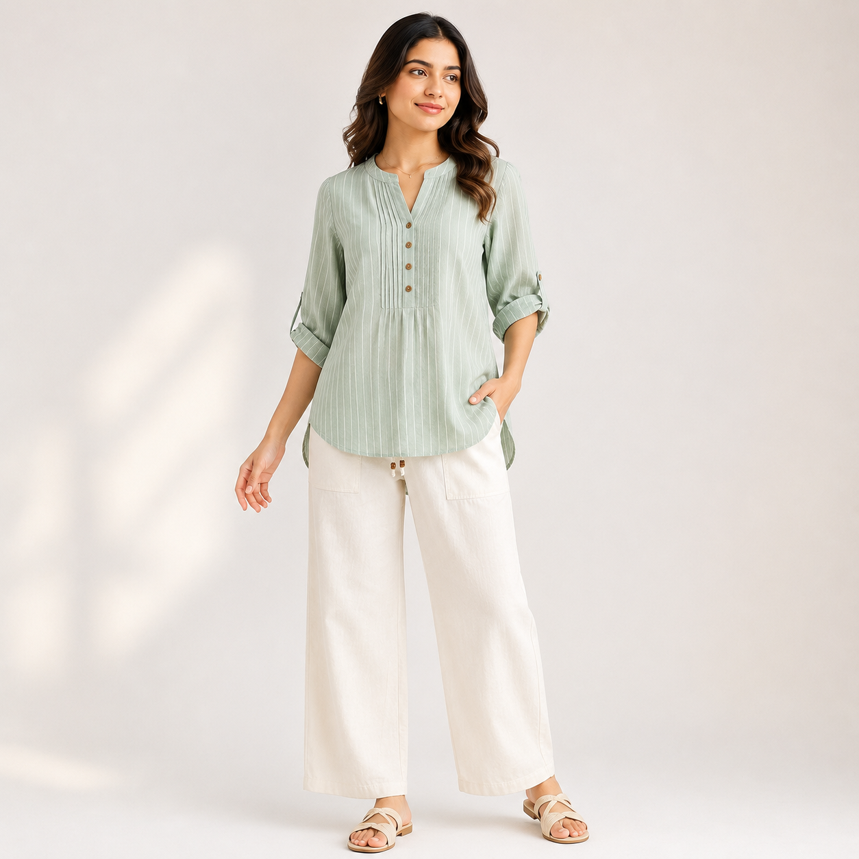Luburd Women's Pintuck Kurti & Wide Leg Pants Co-Ord Set Main image