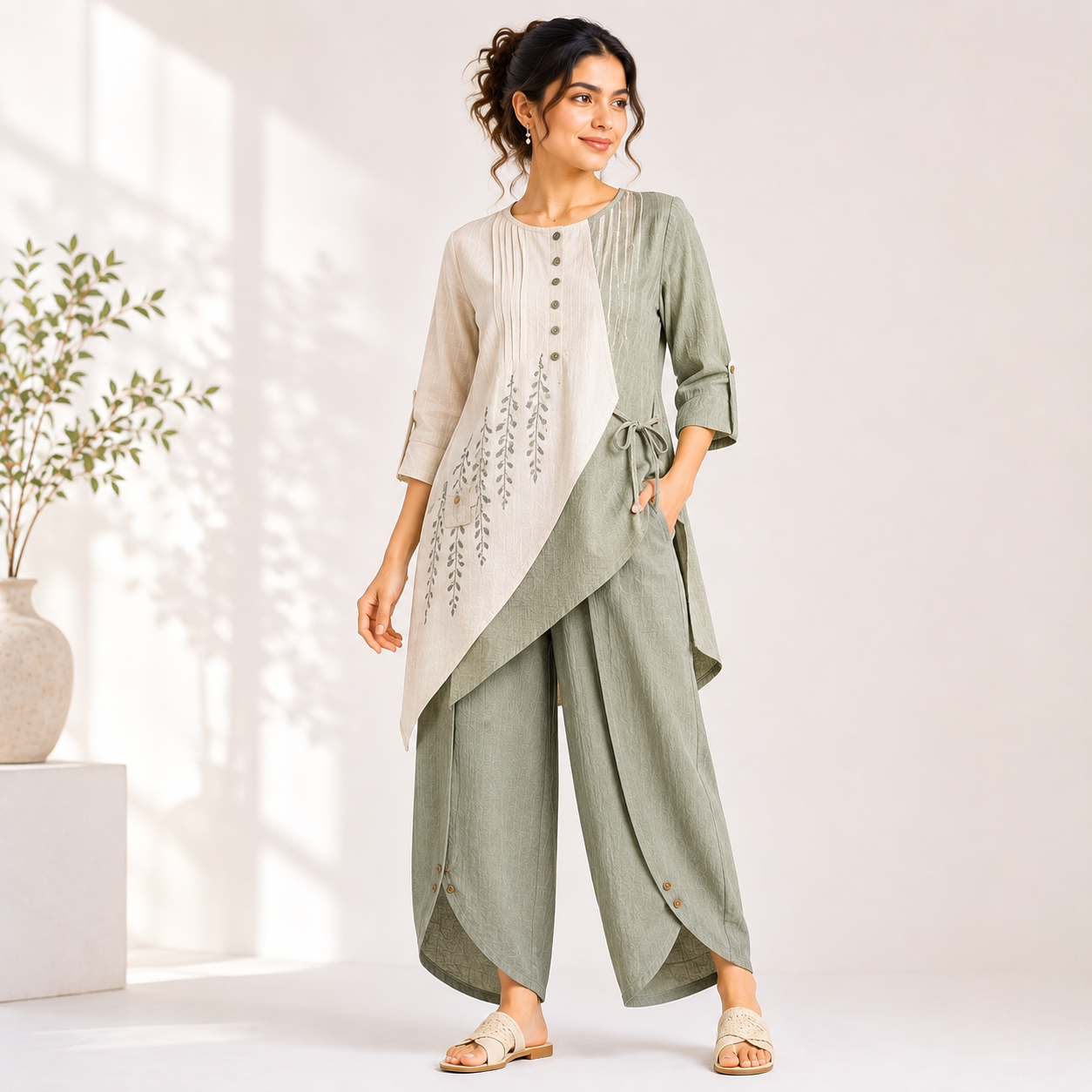 Luburd Women's Asymmetric Tunic & Wide Leg Co-Ord Set Main image