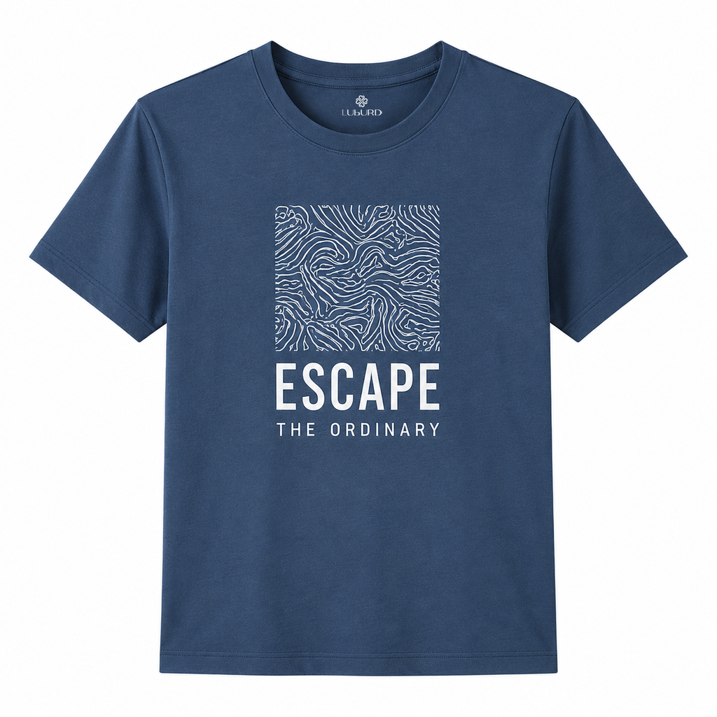 Luburd Escape The Ordinary Premium Graphic T-Shirt | Steel Blue