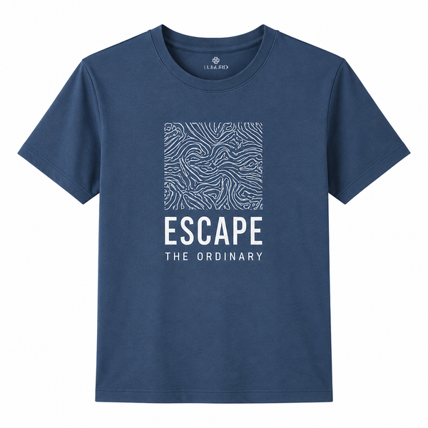 Luburd Escape The Ordinary Premium Graphic T-Shirt | Steel Blue