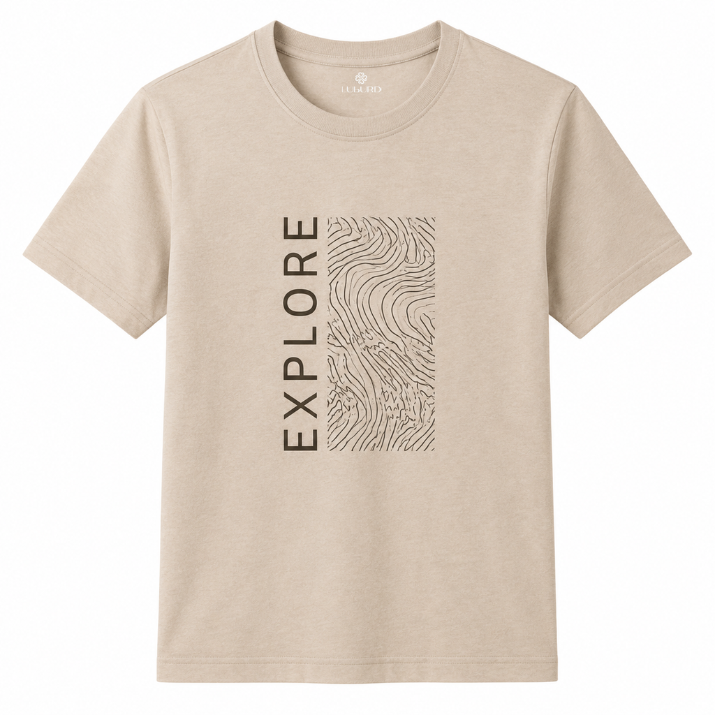 Luburd Explore Premium Graphic T-Shirt | Sand Beige