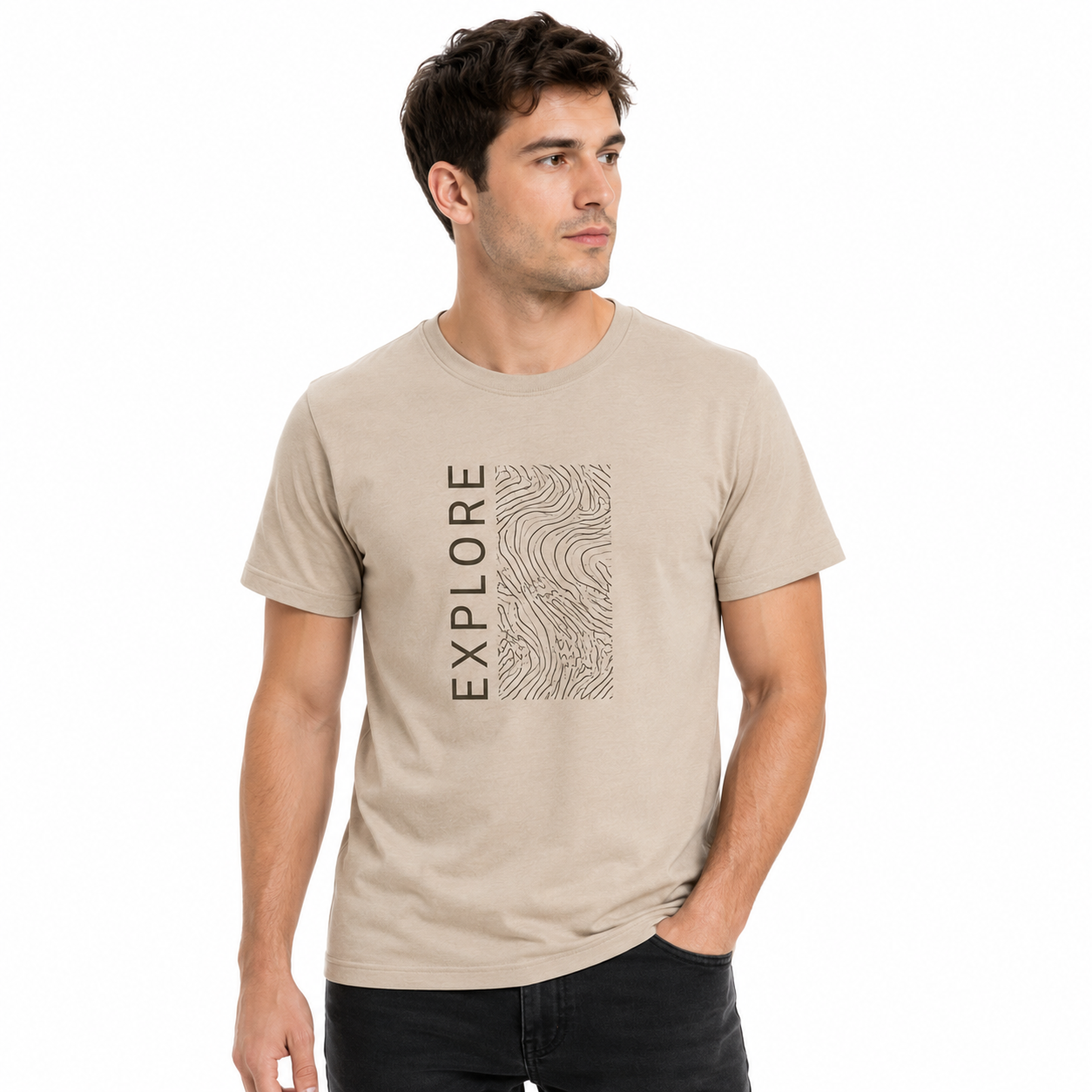 Luburd Explore Premium Graphic T-Shirt | Sand Beige