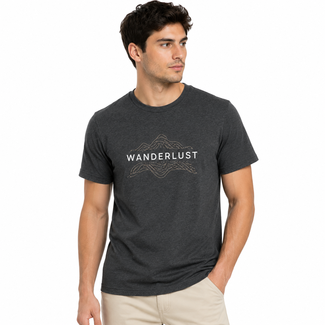 Luburd Wanderlust Premium Graphic T-Shirt | Charcoal Grey Main image