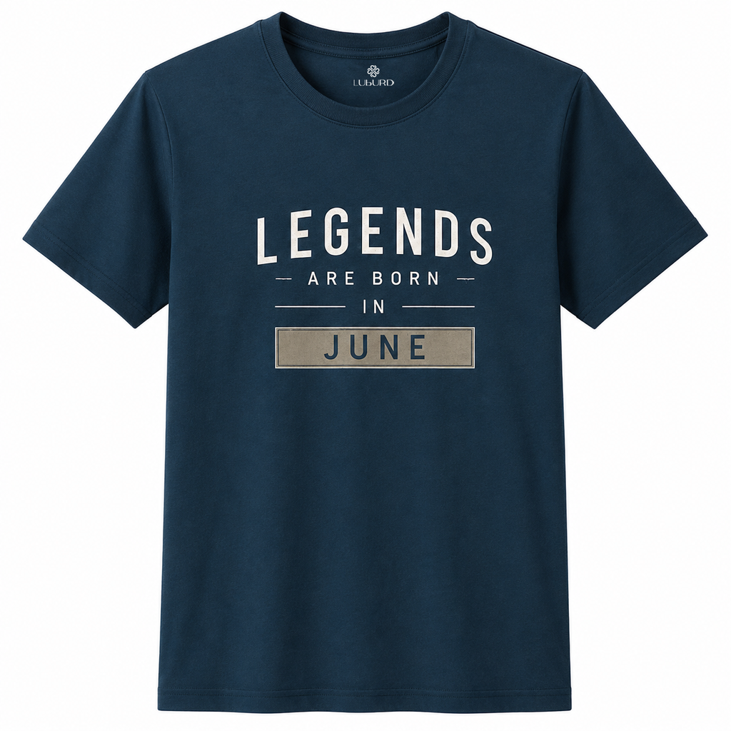 Luburd Legends Are Born in June Premium Graphic T-Shirt | Navy Blue