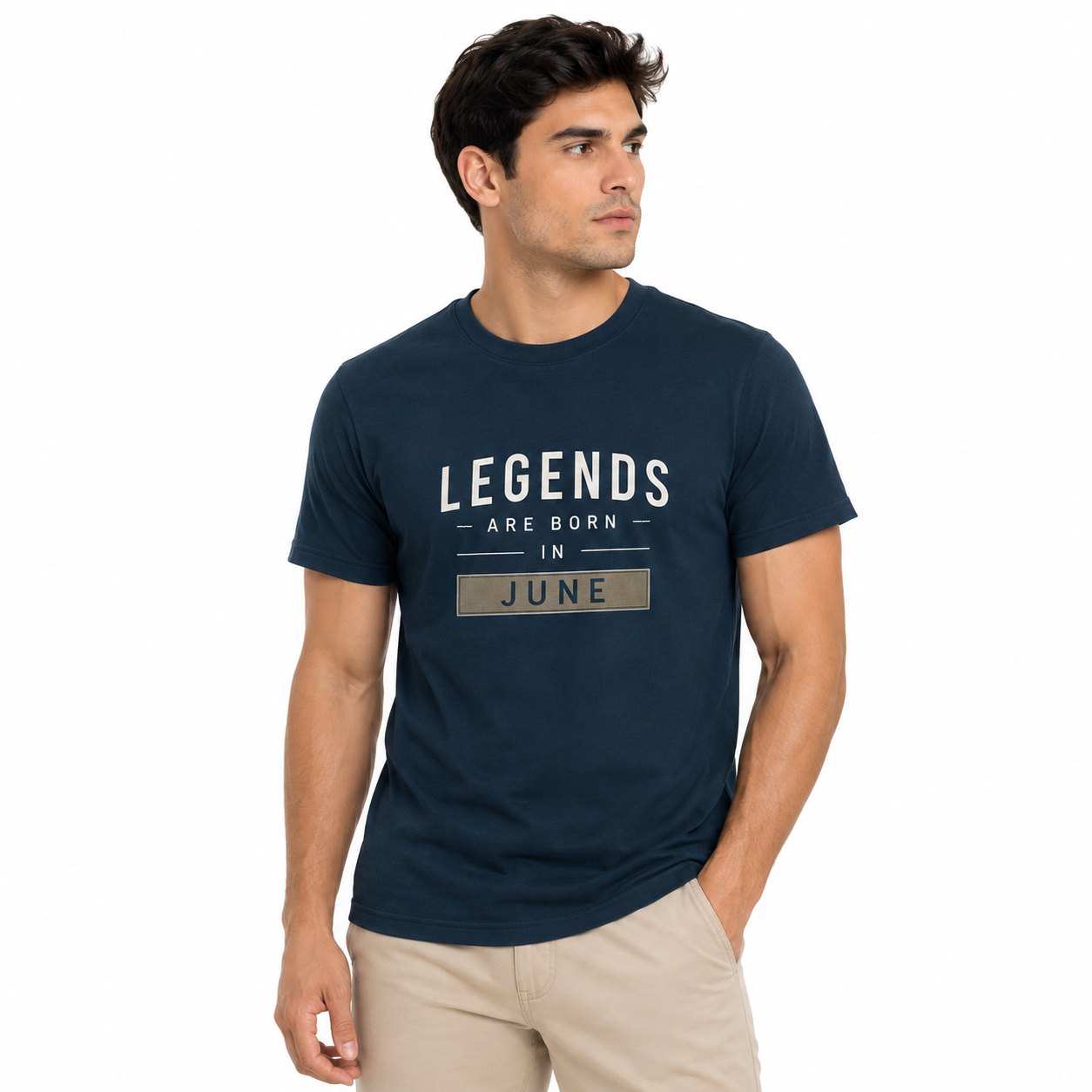 Luburd Legends Are Born in June Premium Graphic T-Shirt | Navy Blue Main image