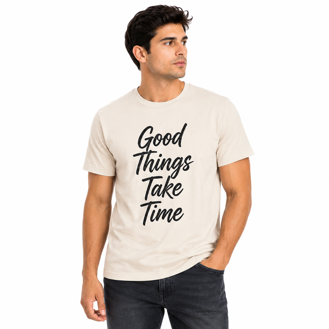 Luburd Good Things Take Time Premium Graphic T-Shirt | Off White Main image