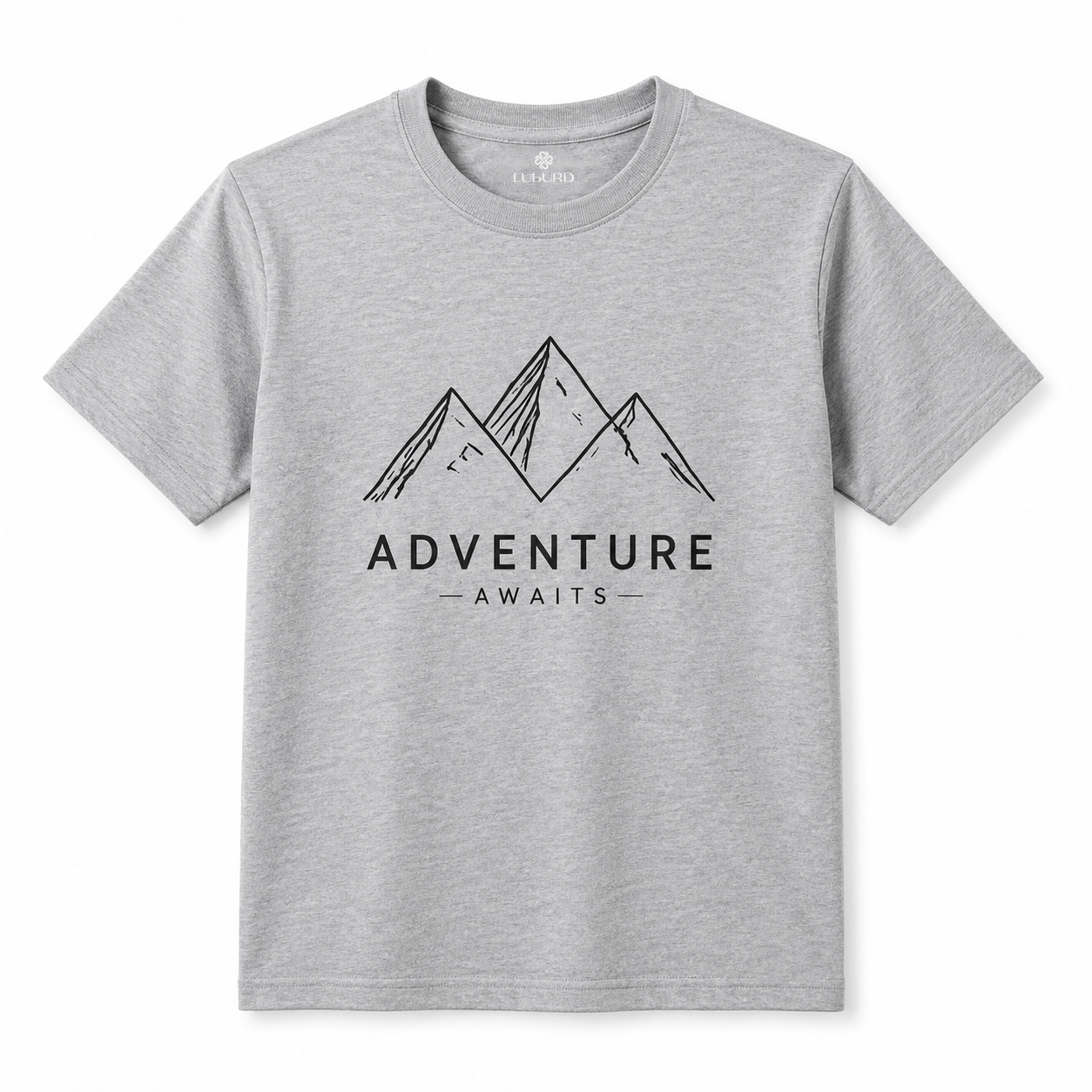 Luburd Adventure Awaits Premium Graphic T-Shirt | Melange Grey