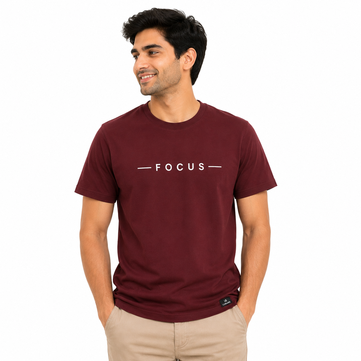 Luburd Focus Premium Graphic T-Shirt | Maroon Main image