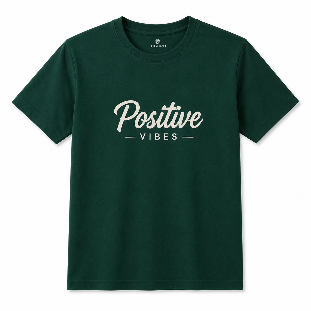 Luburd Positive Vibes Premium Graphic T-Shirt | Forest Green Secondary image