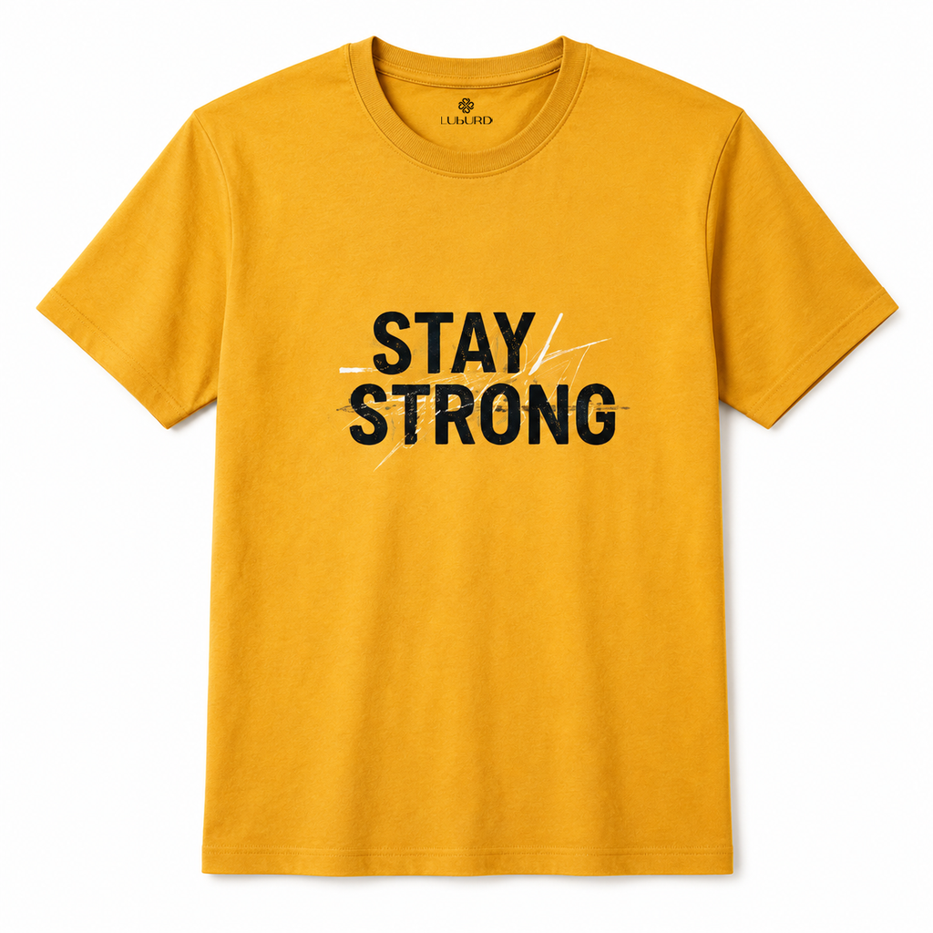 Luburd Stay Strong Premium Graphic T-Shirt | Mustard Yellow