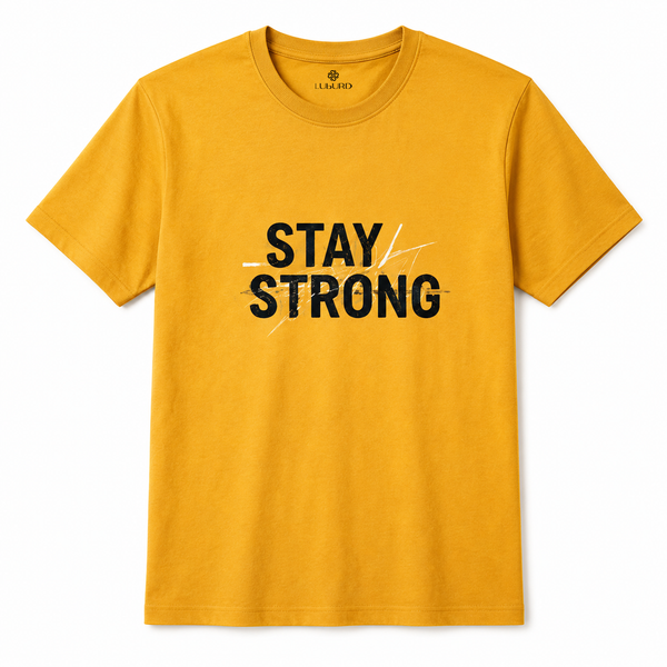 Luburd Stay Strong Premium Graphic T-Shirt | Mustard Yellow