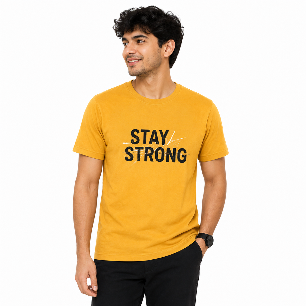 Luburd Stay Strong Premium Graphic T-Shirt | Mustard Yellow
