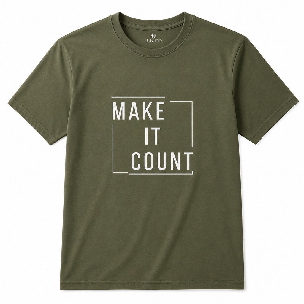 Luburd Make It Count Premium Graphic T-Shirt | Olive Green